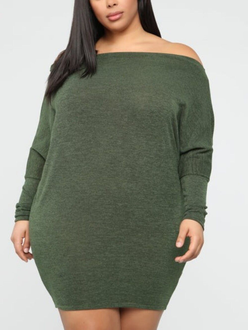 Fashion Nova Womens Olive Green Plus No Second Guessing Dress NWT 3X